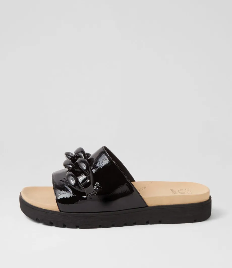 Nerriya Xw Black Patent Leather Slides<ZIERA Best
