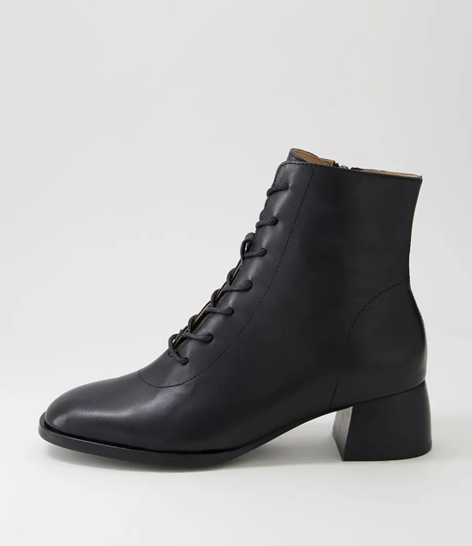 Nocal Black Leather Lace Up Boots<DJANGO & JULIETTE Best Sale
