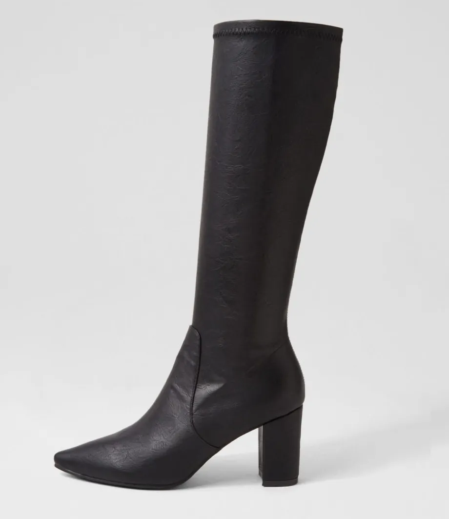 Norass Black Stretch Shrunken Knee High Boots<DJANGO & JULIETTE Online