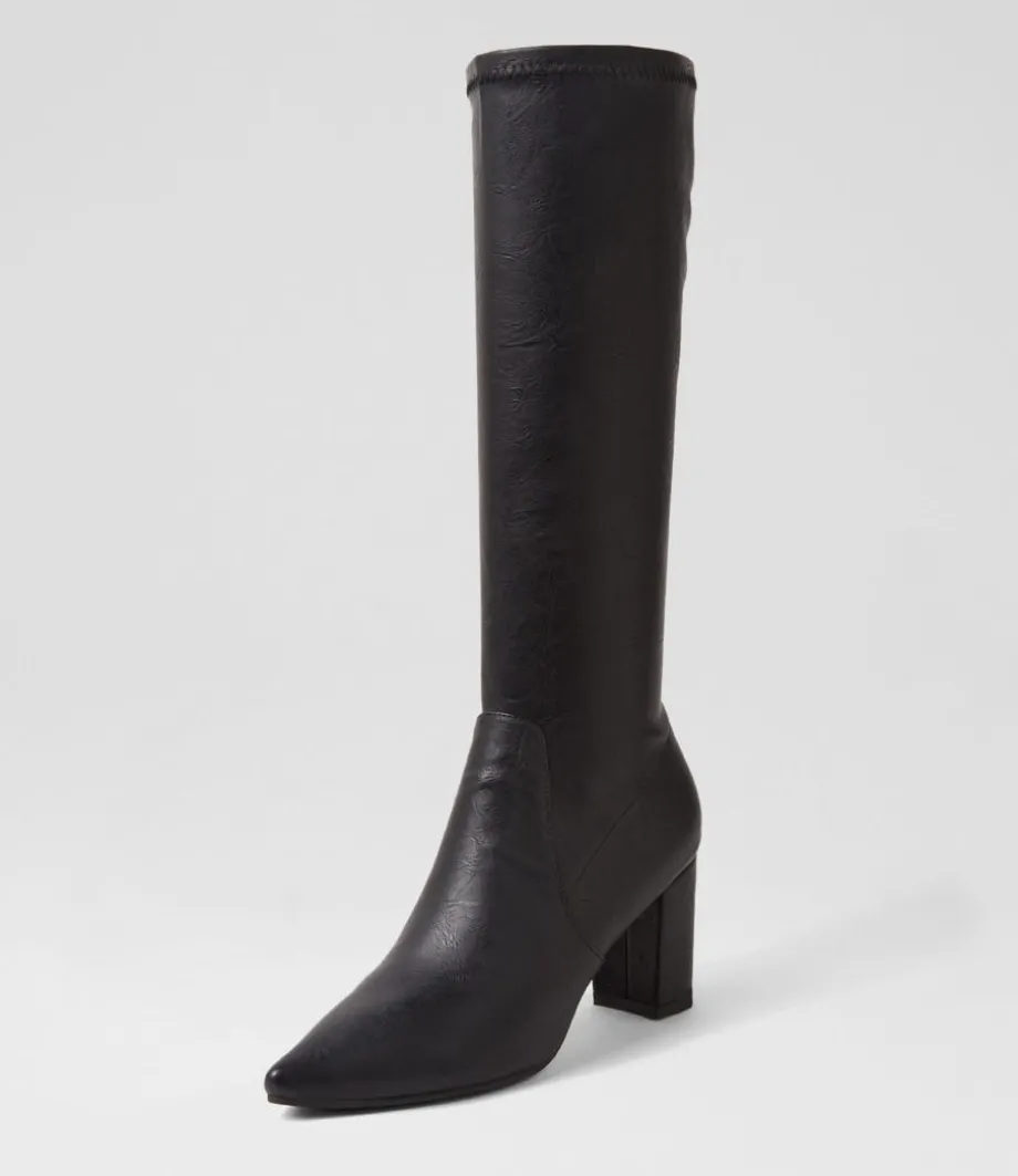 Norass Black Stretch Shrunken Knee High Boots<DJANGO & JULIETTE Online