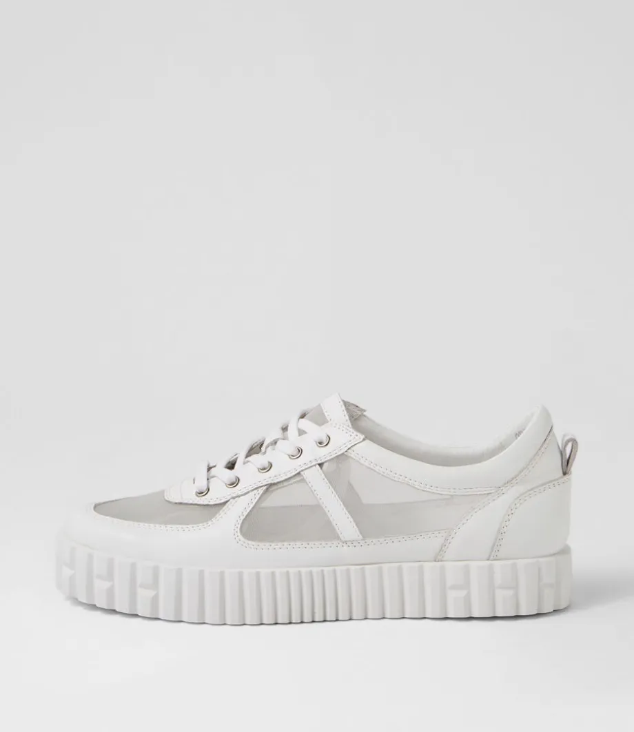 Obitta White Mesh Leather Sneakers<DJANGO & JULIETTE Best