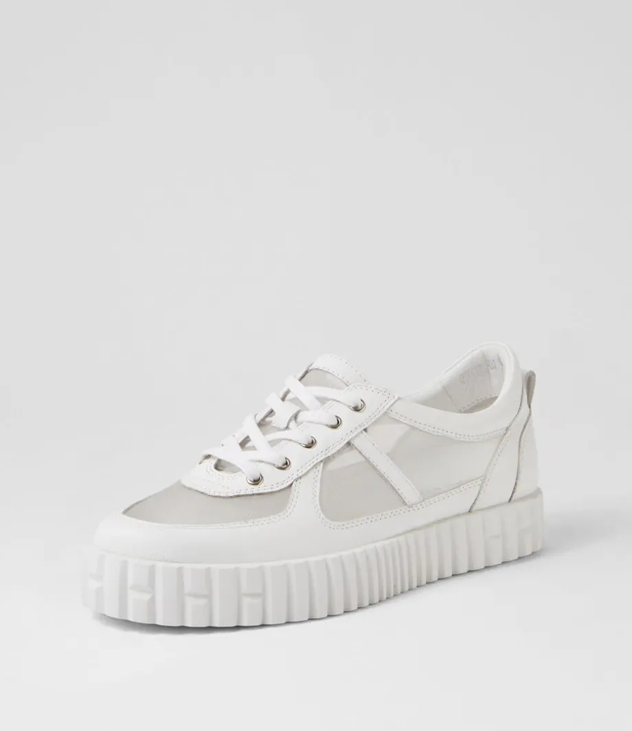Obitta White Mesh Leather Sneakers<DJANGO & JULIETTE Best