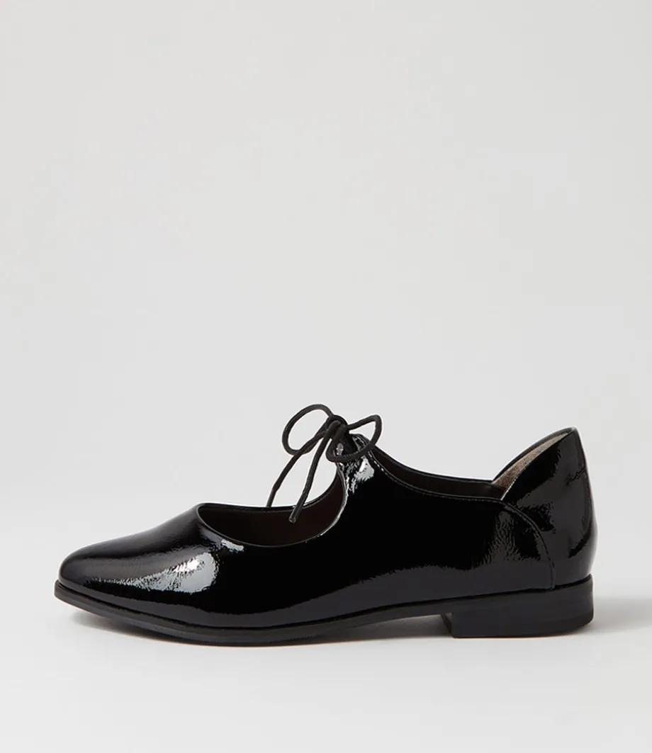 Oceany Xf Black Wrinkle Patent Flat Shoes<ZIERA Shop