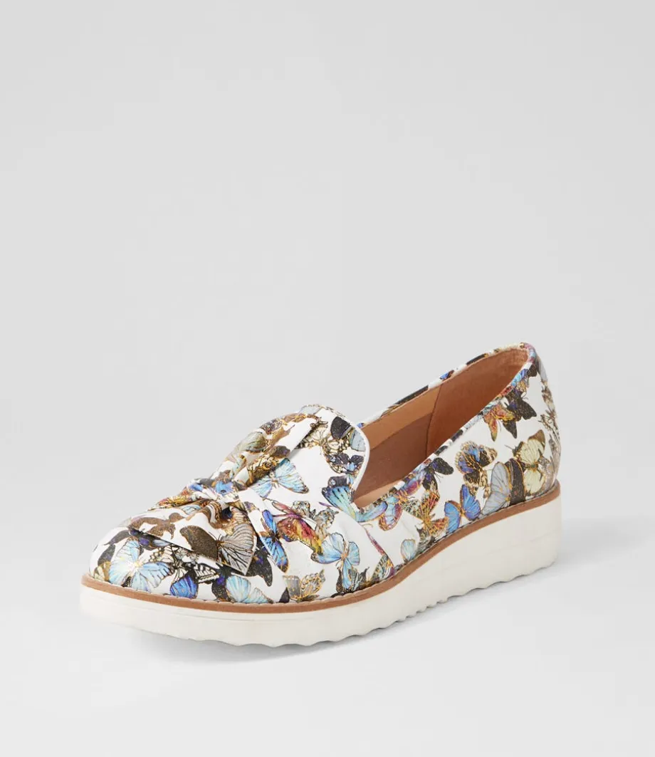 Oclem White Butterfly Leather Loafers<TOP END Cheap