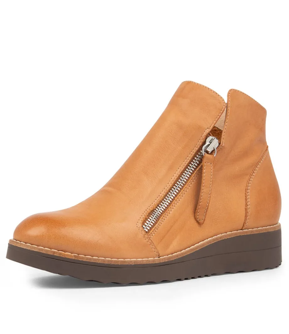 Ohmy Dark Tan Leather Wedge Boots Cs<TOP END Fashion