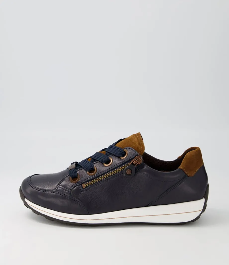 Osaka 87 Blau Nuss Leather Suede Sneakers<ARA Sale