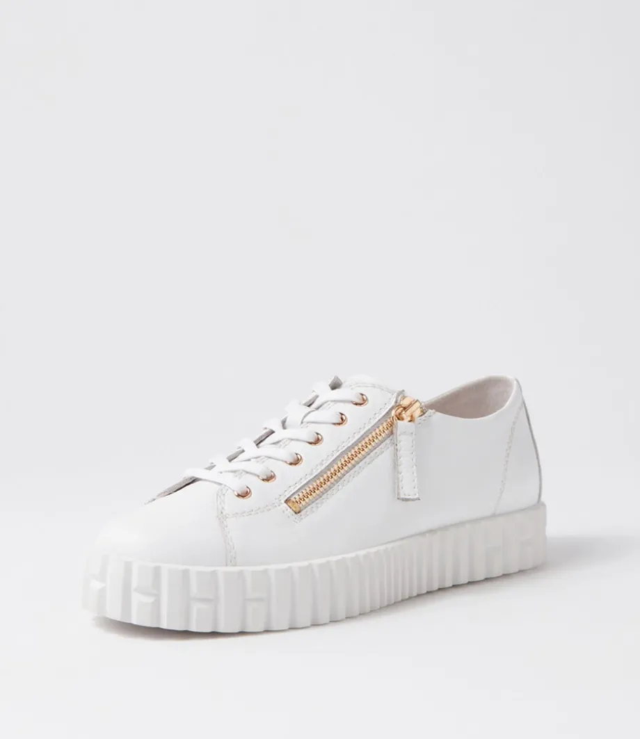 Osloe White Leather Sneakers<DJANGO & JULIETTE New