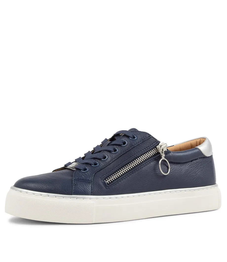 Pamela Xf Navy Silver Leather Sneakers<ZIERA Cheap