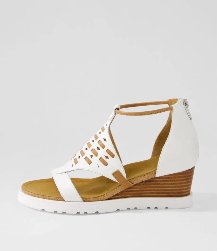 Pamilla W White Tan Leather Sandals<ZIERA Online