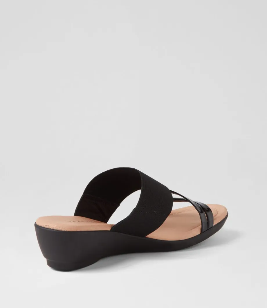 paralee_black_patent_elastic_slides_2.webp Paralee Black Patent Elastic Slides<SUPERSOFT Flash Sale