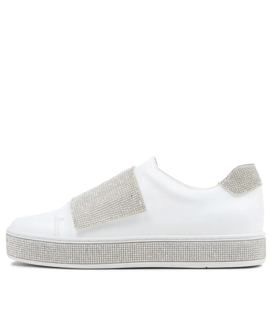 Patisse White Silver Leather Jewels Sneakers<TOP END Outlet