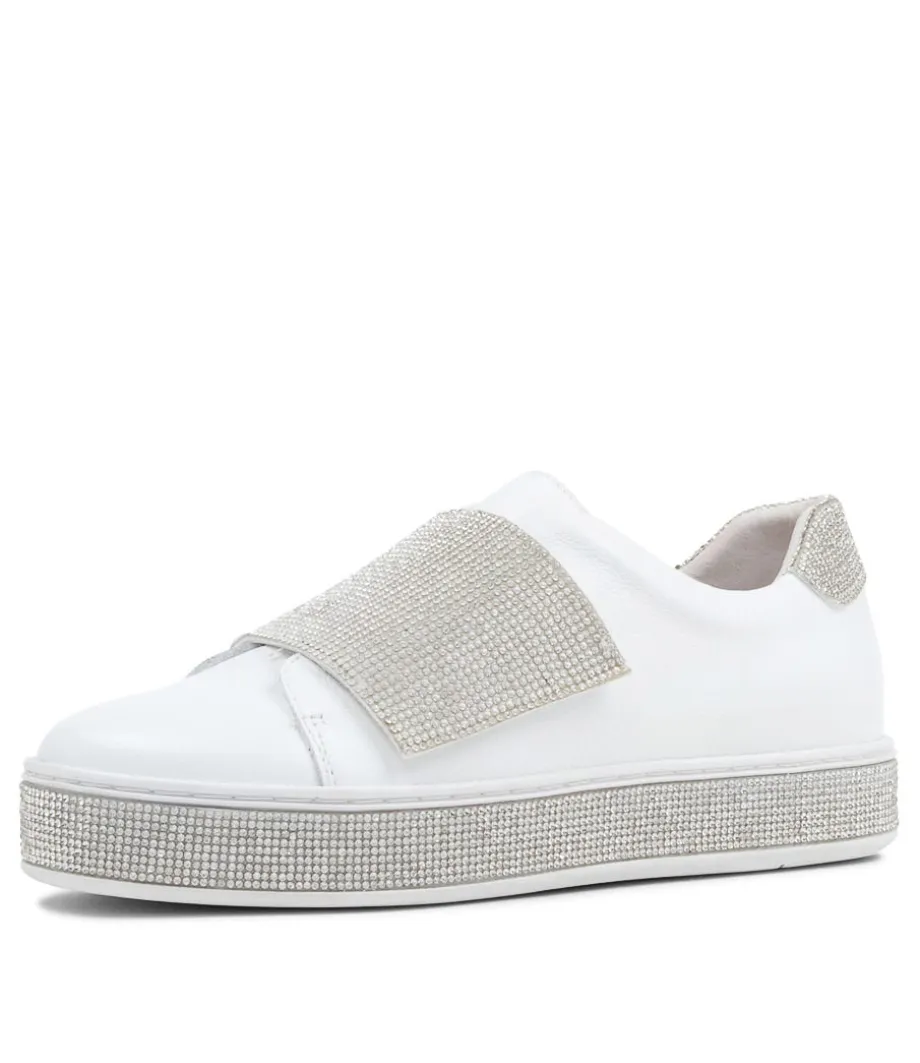 Patisse White Silver Leather Jewels Sneakers<TOP END Outlet