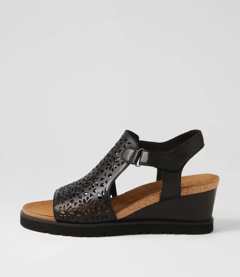 Perynn W Black Leather Sandals<ZIERA Cheap