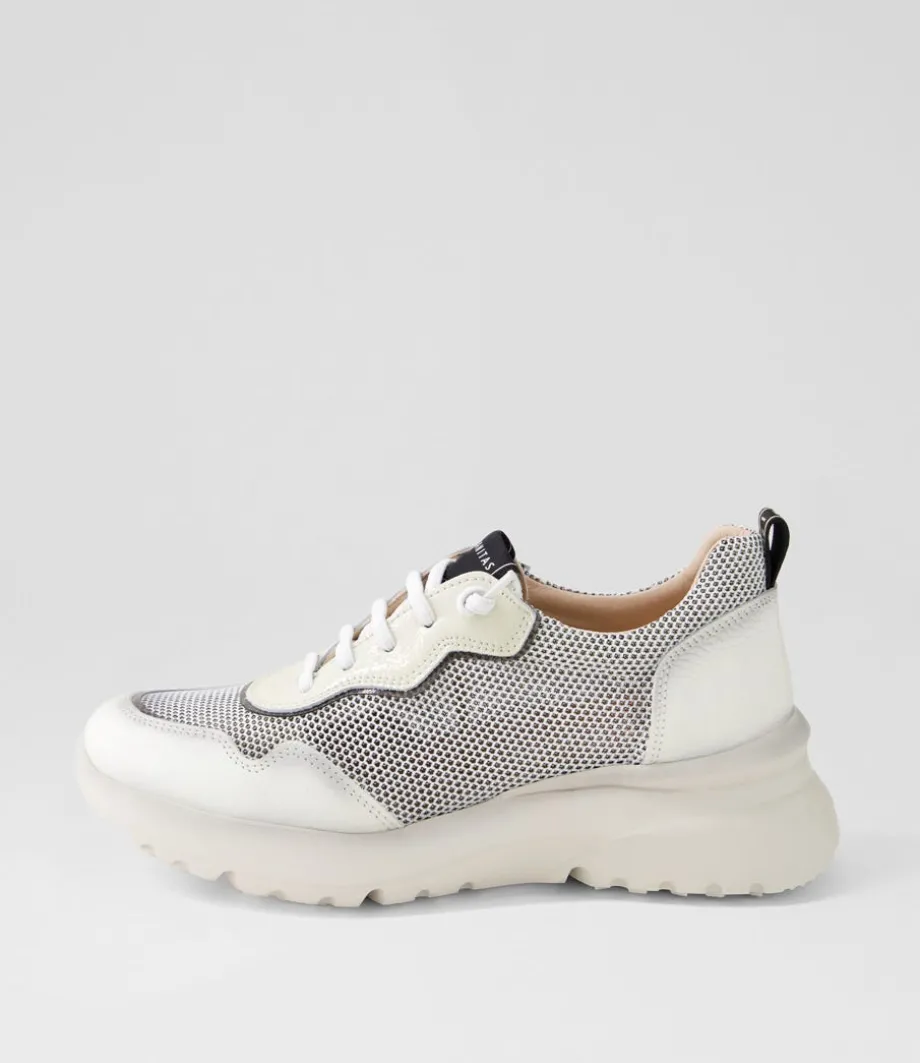 Polinesia 94 Panna White Mesh Leather Sneakers<HISPANITAS Discount