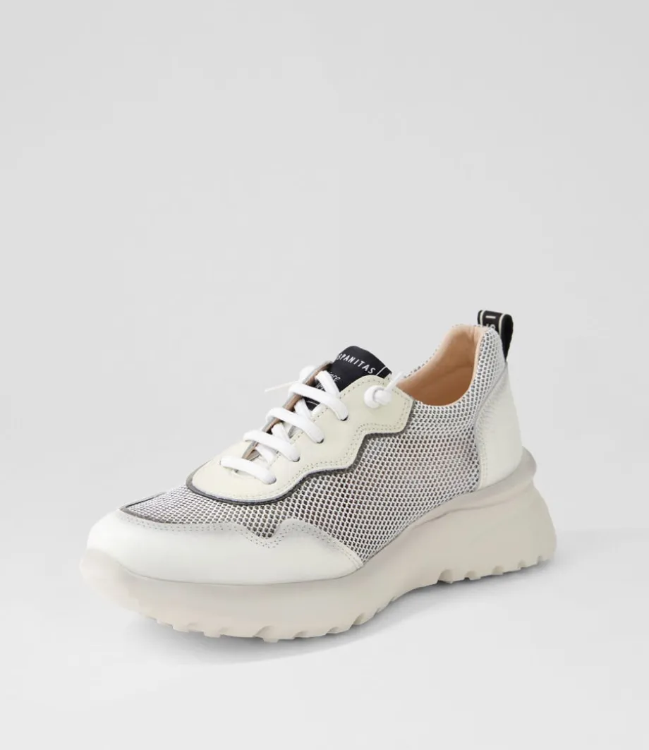 Polinesia 94 Panna White Mesh Leather Sneakers<HISPANITAS Discount