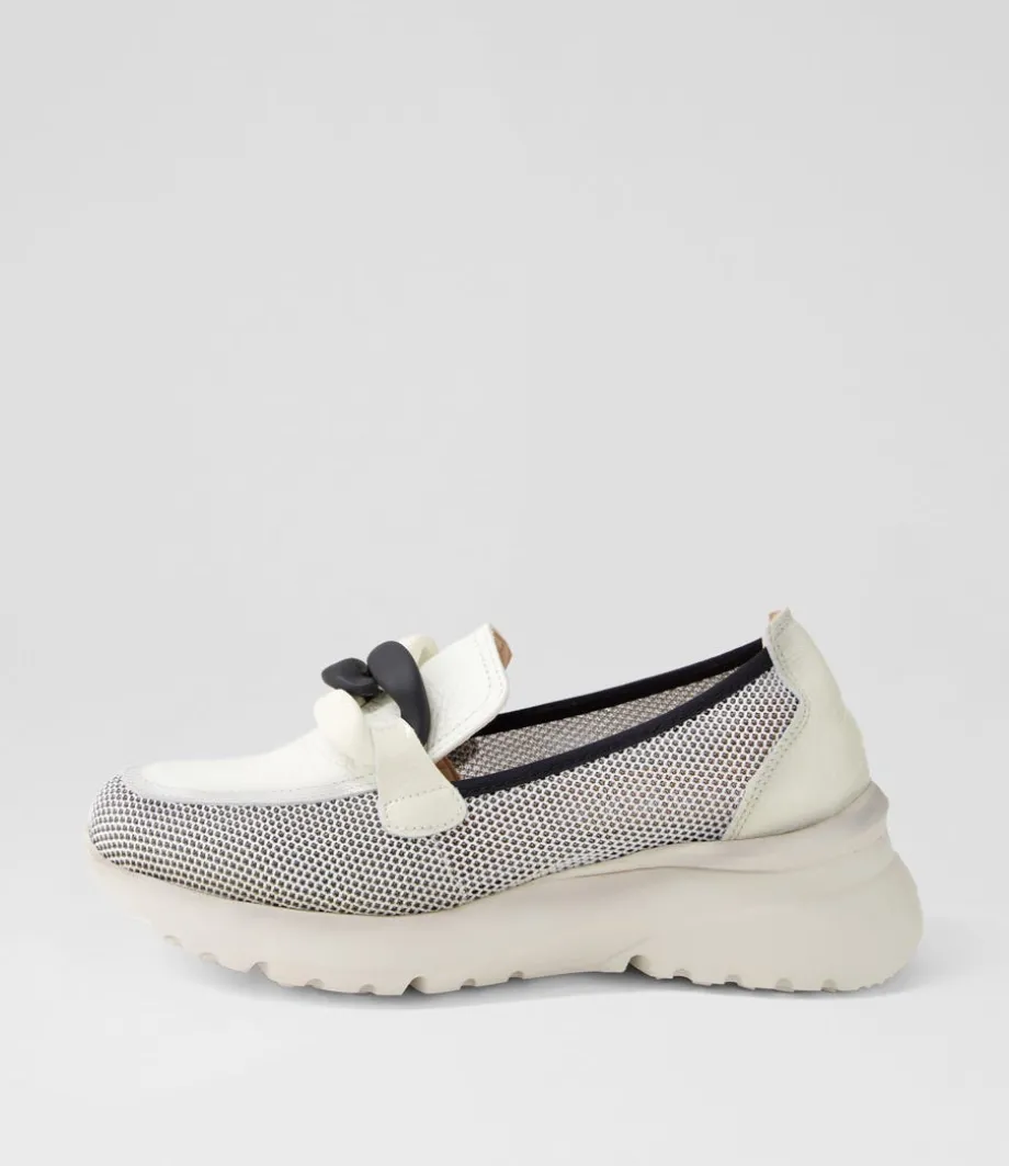 Polinesia 13 White Panna Mesh Leather Loafers<HISPANITAS Cheap