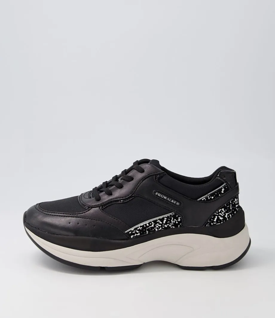 Pro Black Leather Textile Sneakers<ROCKPORT Cheap