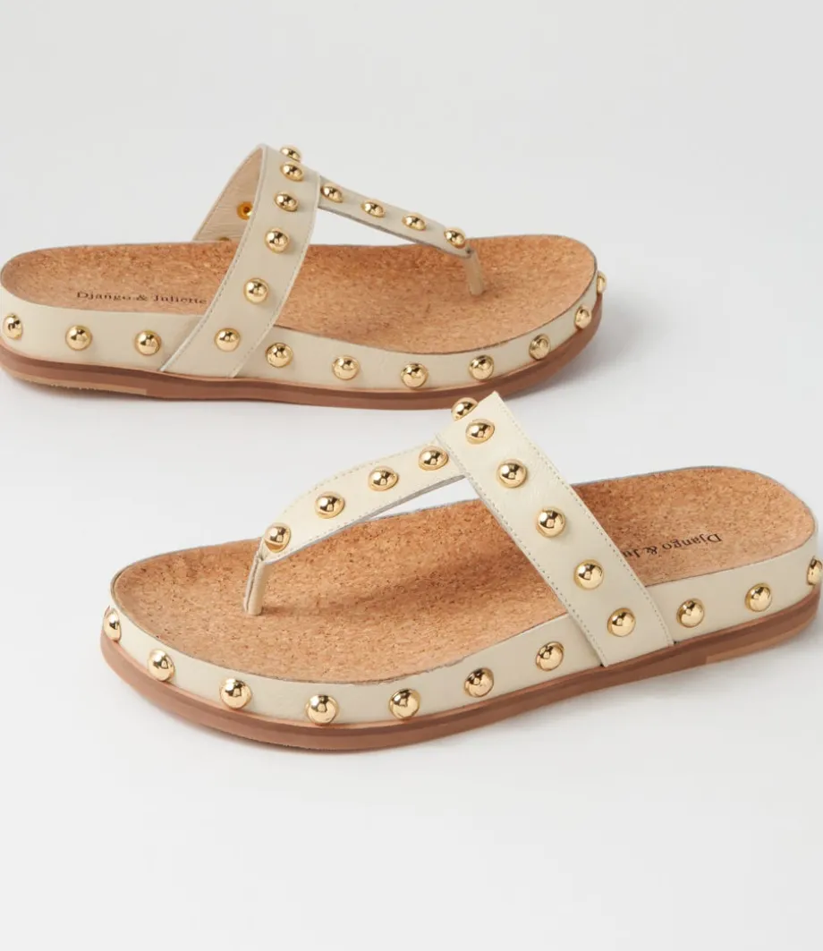 quell_milk_gold_leather_thongs_4.webp Quell Milk Gold Leather Thongs<DJANGO & JULIETTE Best