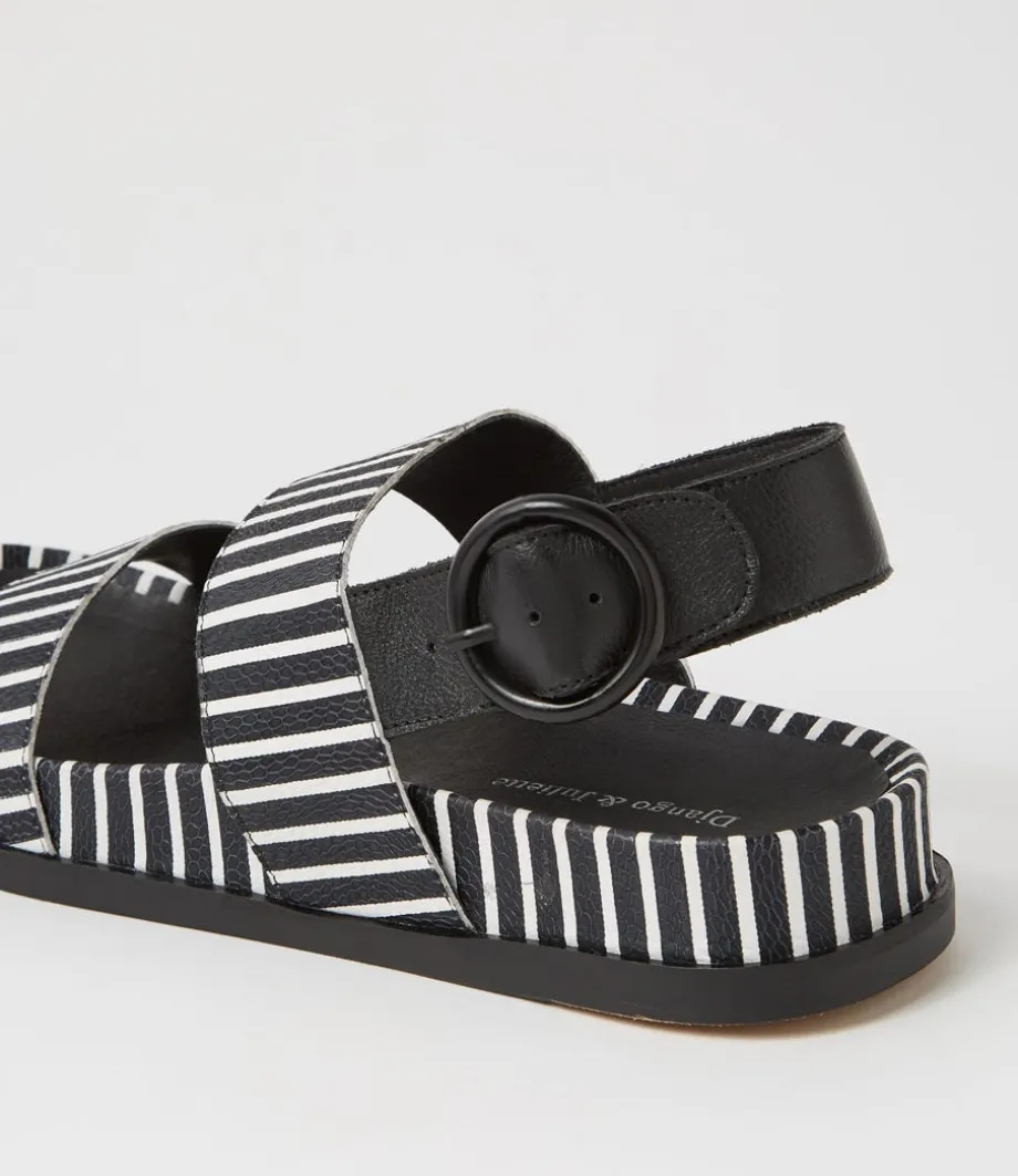 quffle_black_white_stripe_leather_sandals_4.webp Quffle Black White Stripe Leather Sandals<DJANGO & JULIETTE Outlet