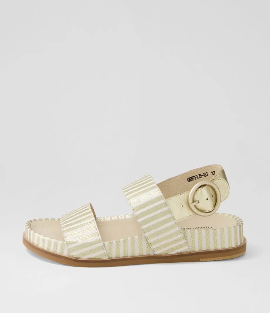 Quffle Milk Gold Stripe Leather Sandals<DJANGO & JULIETTE Shop