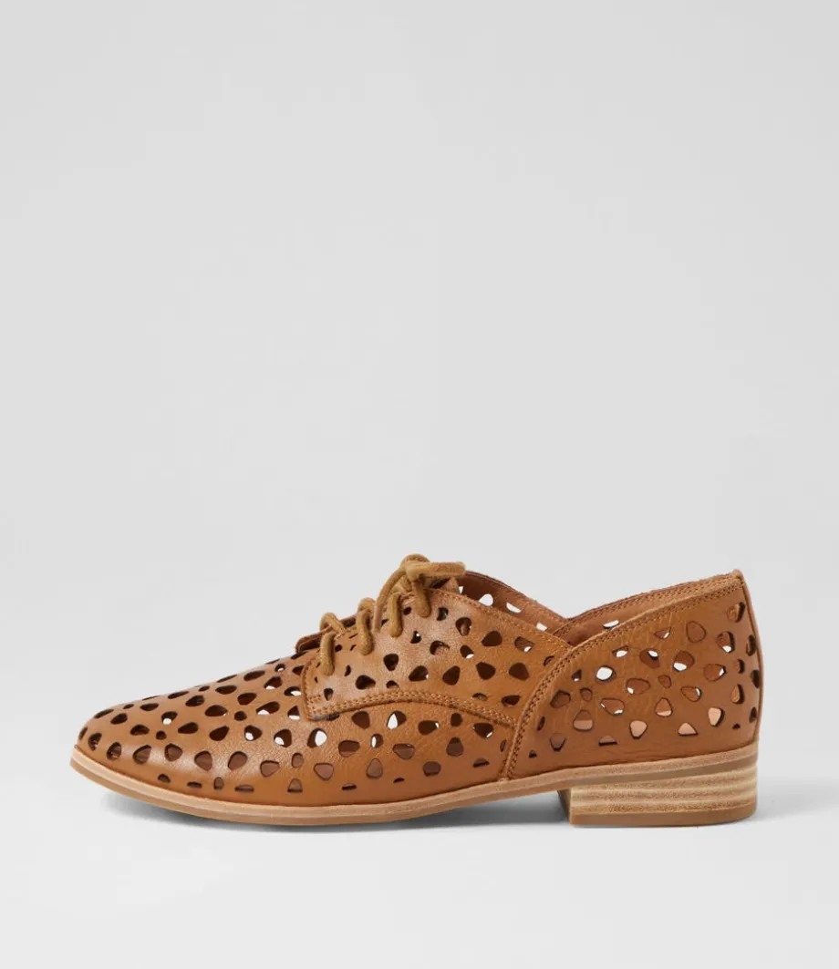 Quorgy Dark Tan Leather Lace Up Flats<MOLLINI Best