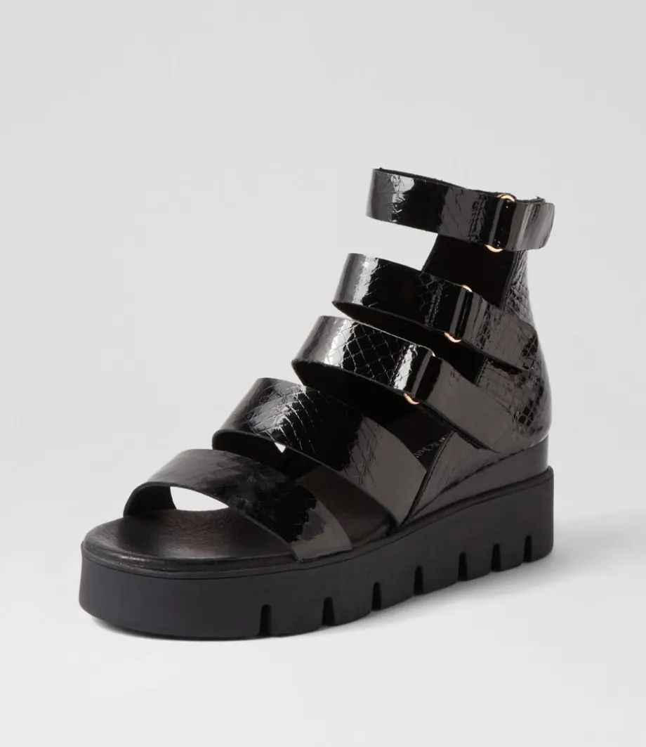 Raafe Black Mirror Leather Sandals<DJANGO & JULIETTE Store