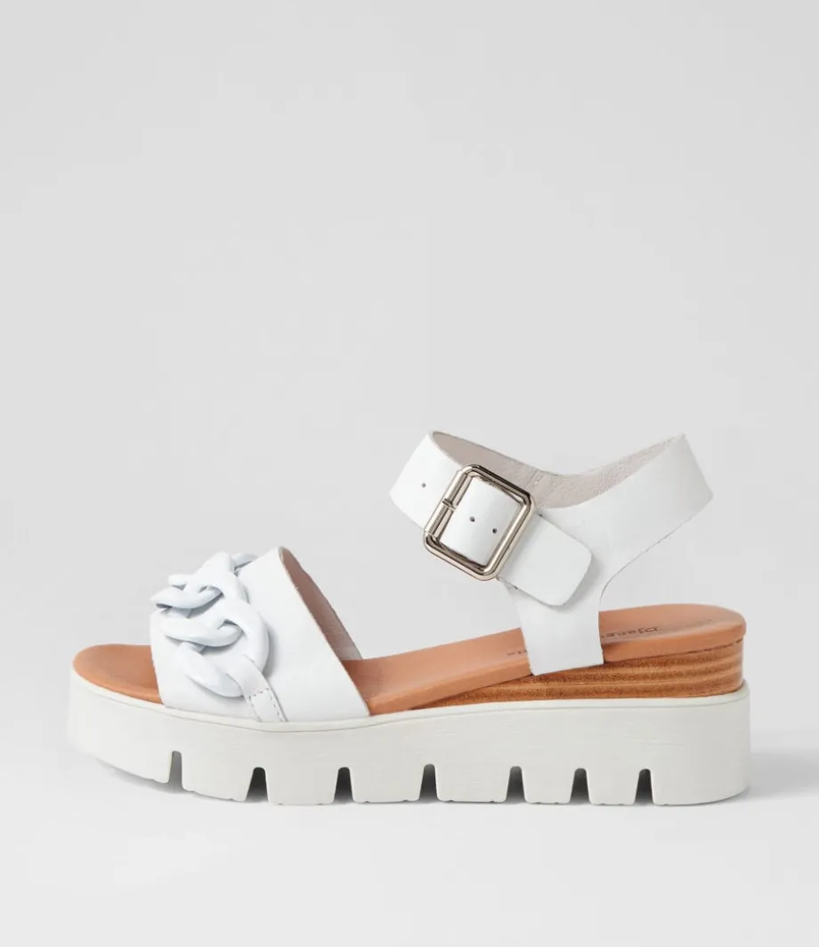 Racassy White Leather Sandals<DJANGO & JULIETTE Clearance