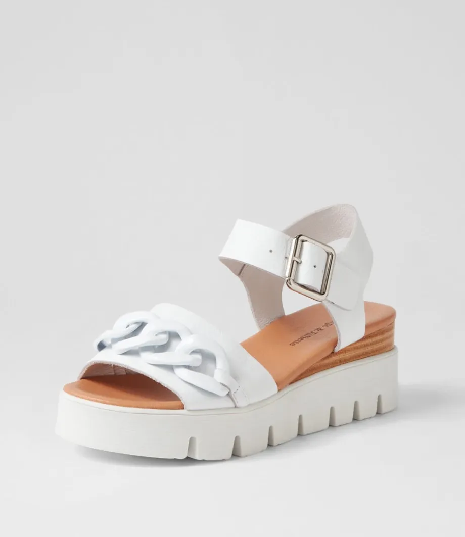 Racassy White Leather Sandals<DJANGO & JULIETTE Clearance