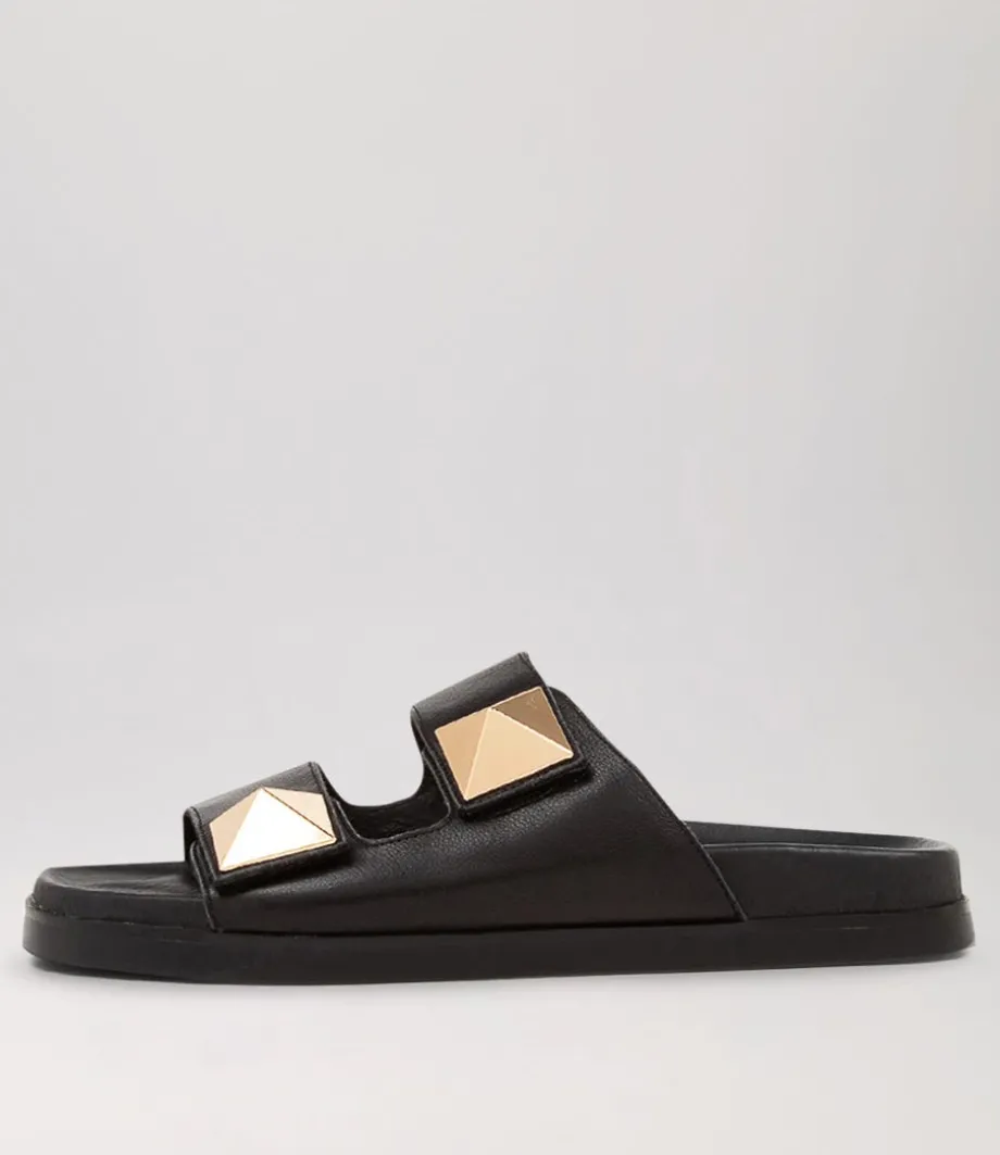 Redding Black Leather Slides<TOP END Best Sale