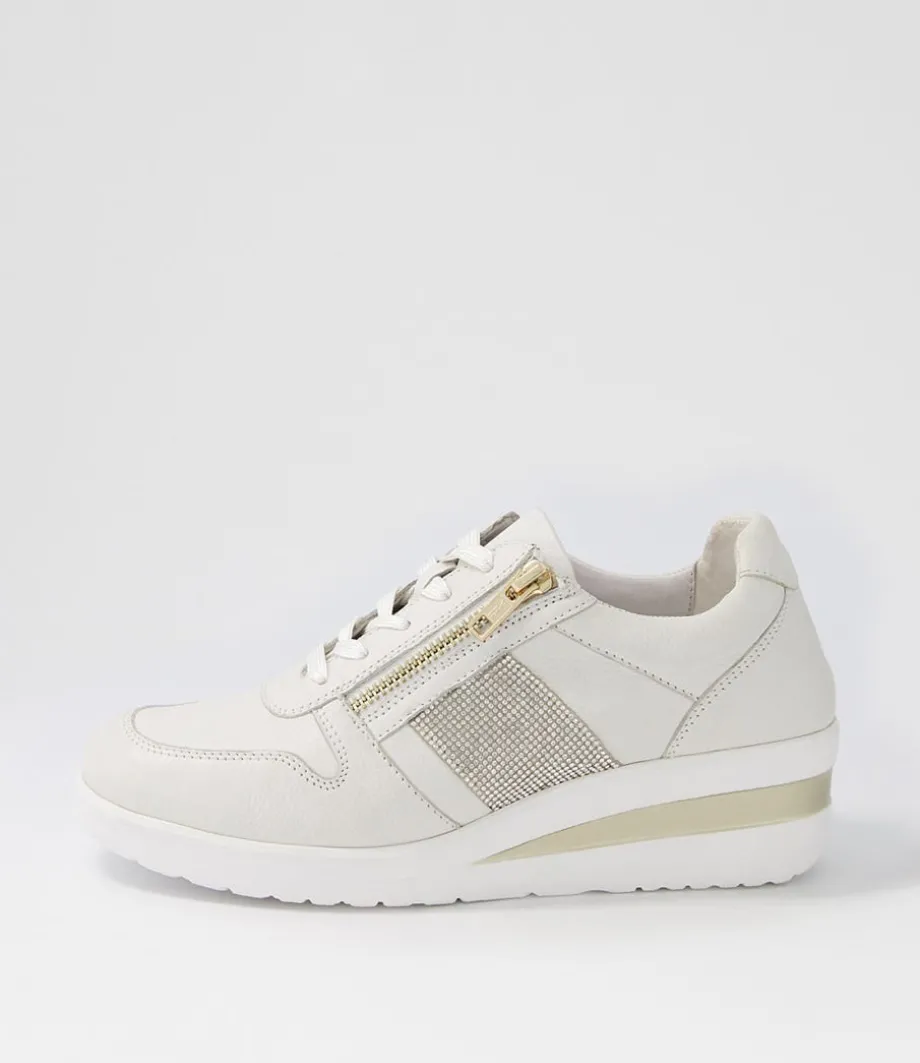 Reehale White Silver Leather Jewels Sneakers<SUPERSOFT Sale