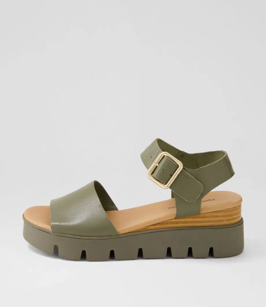 Reesen Olive Leather Sandals<DJANGO & JULIETTE Outlet