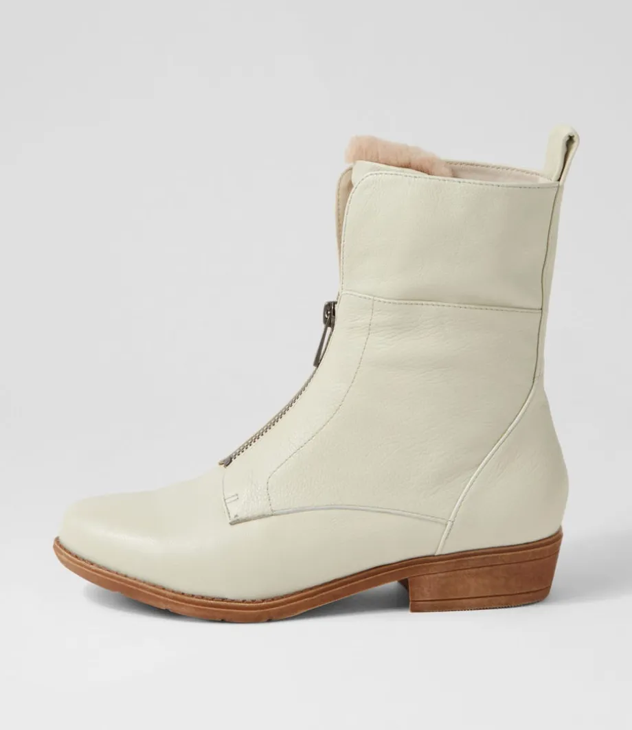 Regas Almond Natural Heel Leather Fur Ankle Boots<DJANGO & JULIETTE Hot