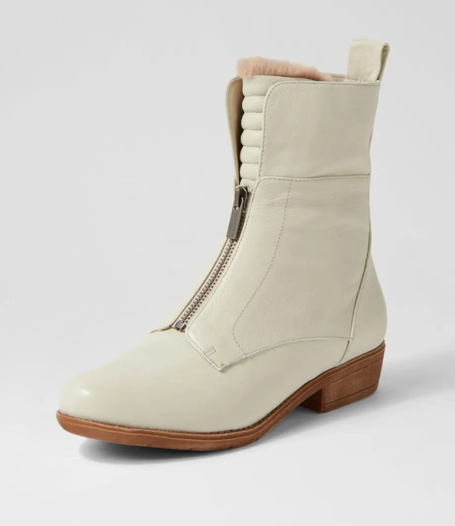 Regas Almond Natural Heel Leather Fur Ankle Boots<DJANGO & JULIETTE Hot