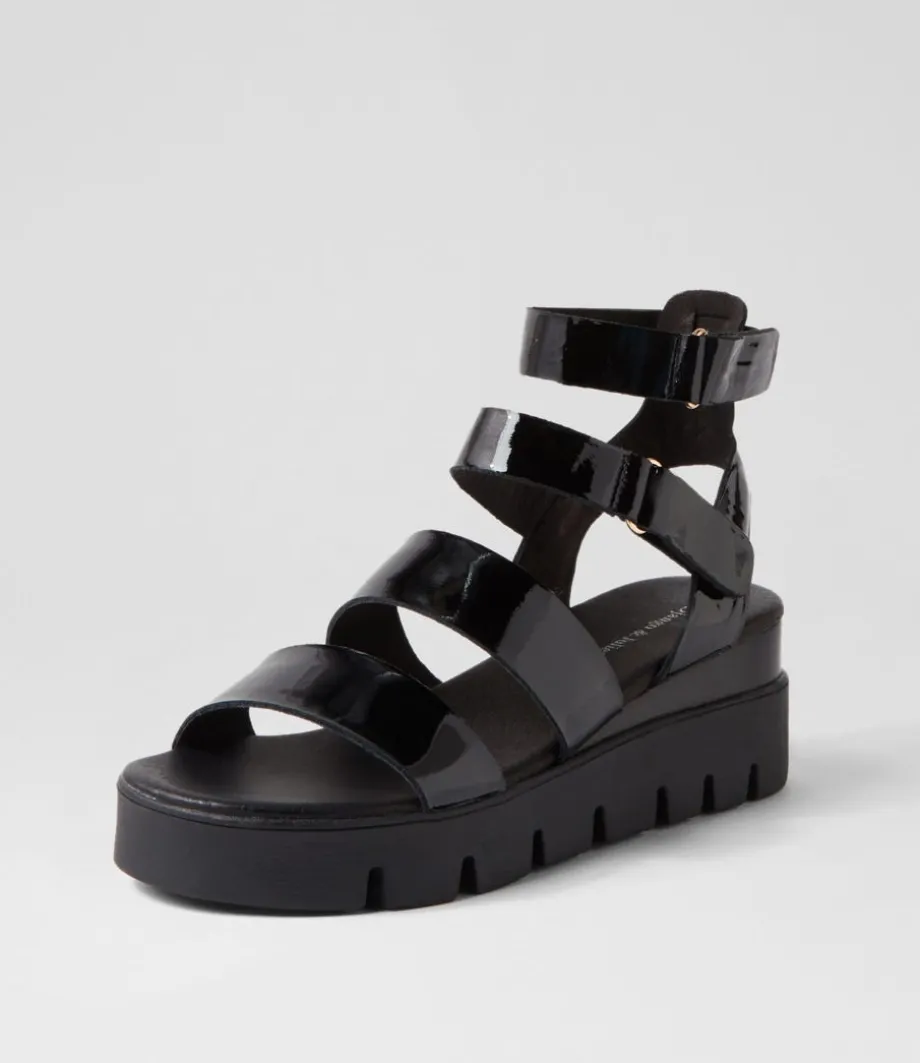 Rhean Black Patent Sandals<DJANGO & JULIETTE Store
