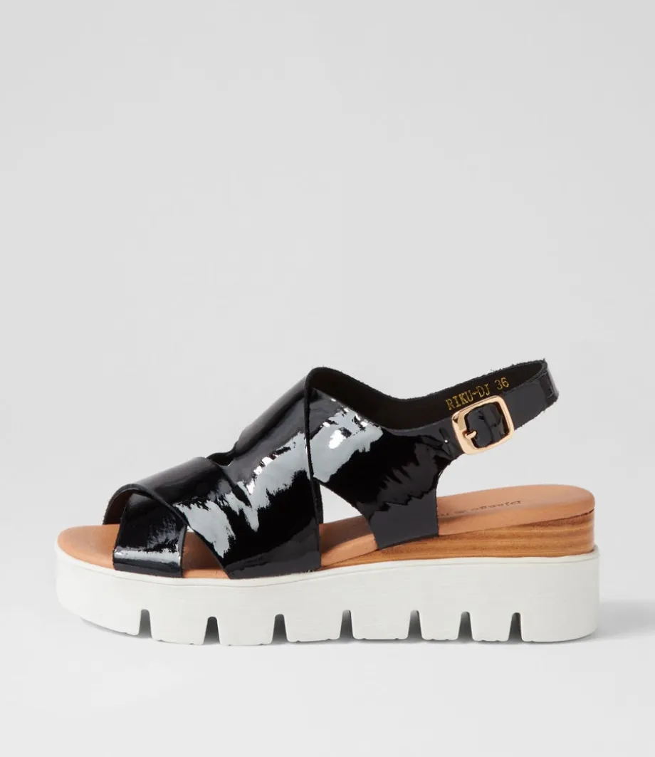 Riku Black Natural White Patent Sandals<DJANGO & JULIETTE Cheap