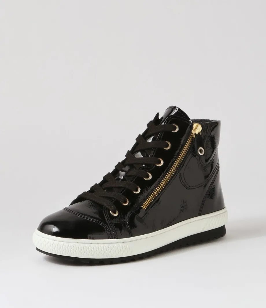 Riley Schwarz Patent Leather Lace Up Boots<GABOR Fashion