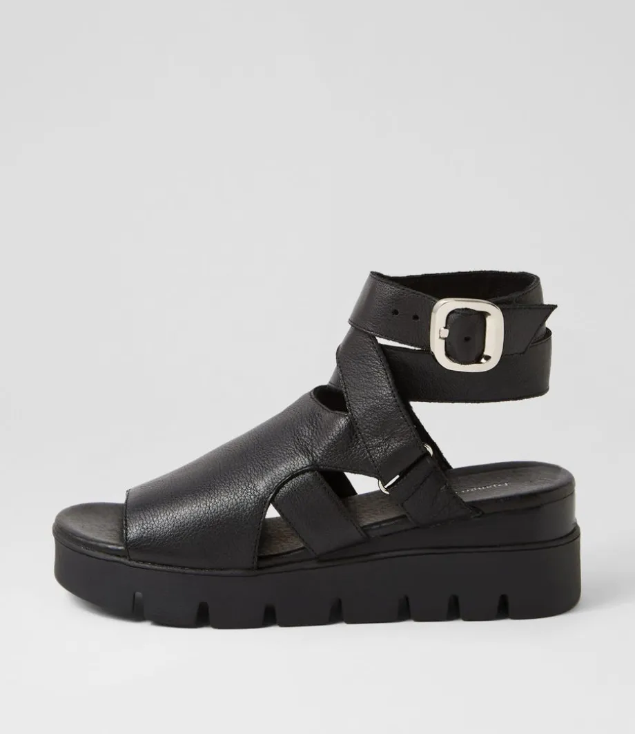 Rimini Black Leather Sandals<DJANGO & JULIETTE Discount