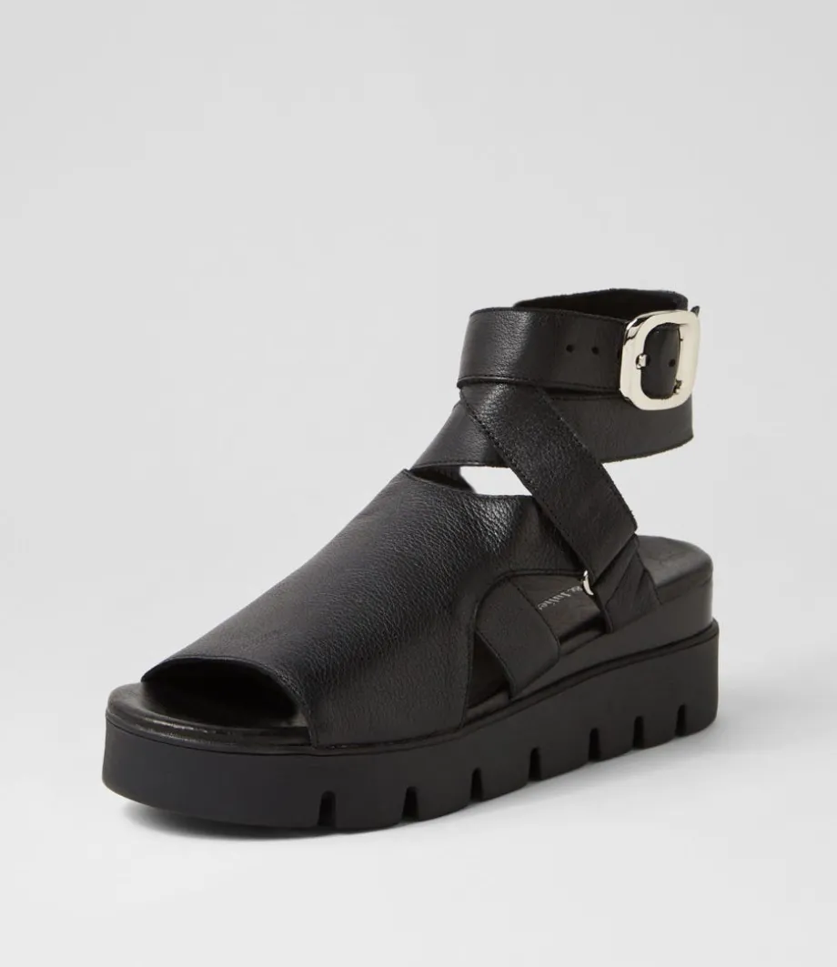 Rimini Black Leather Sandals<DJANGO & JULIETTE Discount