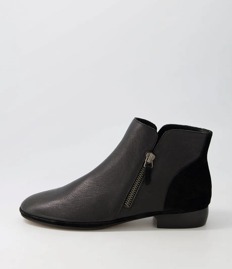 Ronele Black Leather Suede Ankle Boots<DIANA FERRARI Outlet