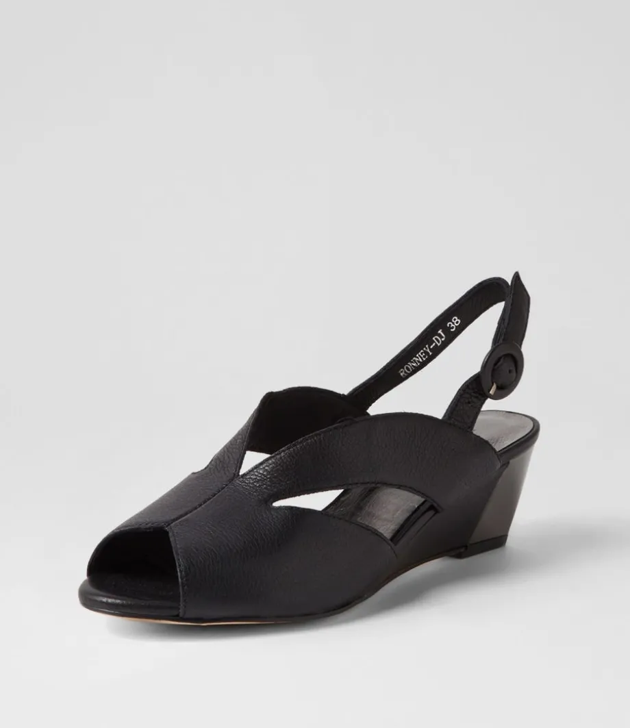 Ronney Black Leather Sandals<DJANGO & JULIETTE Best