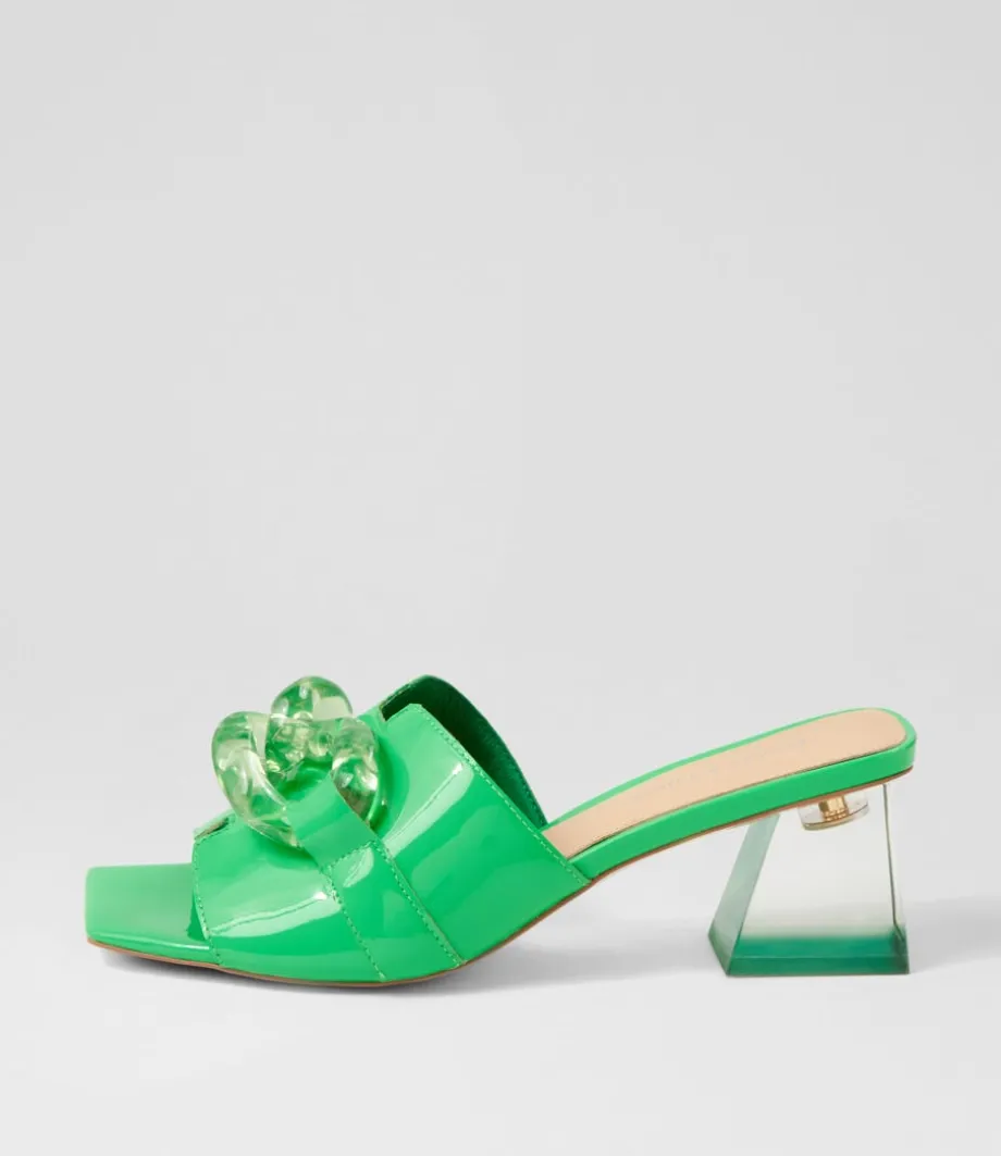 Rulie Lime Patent Leather Mules<DJANGO & JULIETTE Online