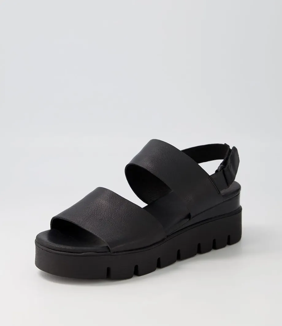 Runar Black Leather Sandals<DJANGO & JULIETTE Shop