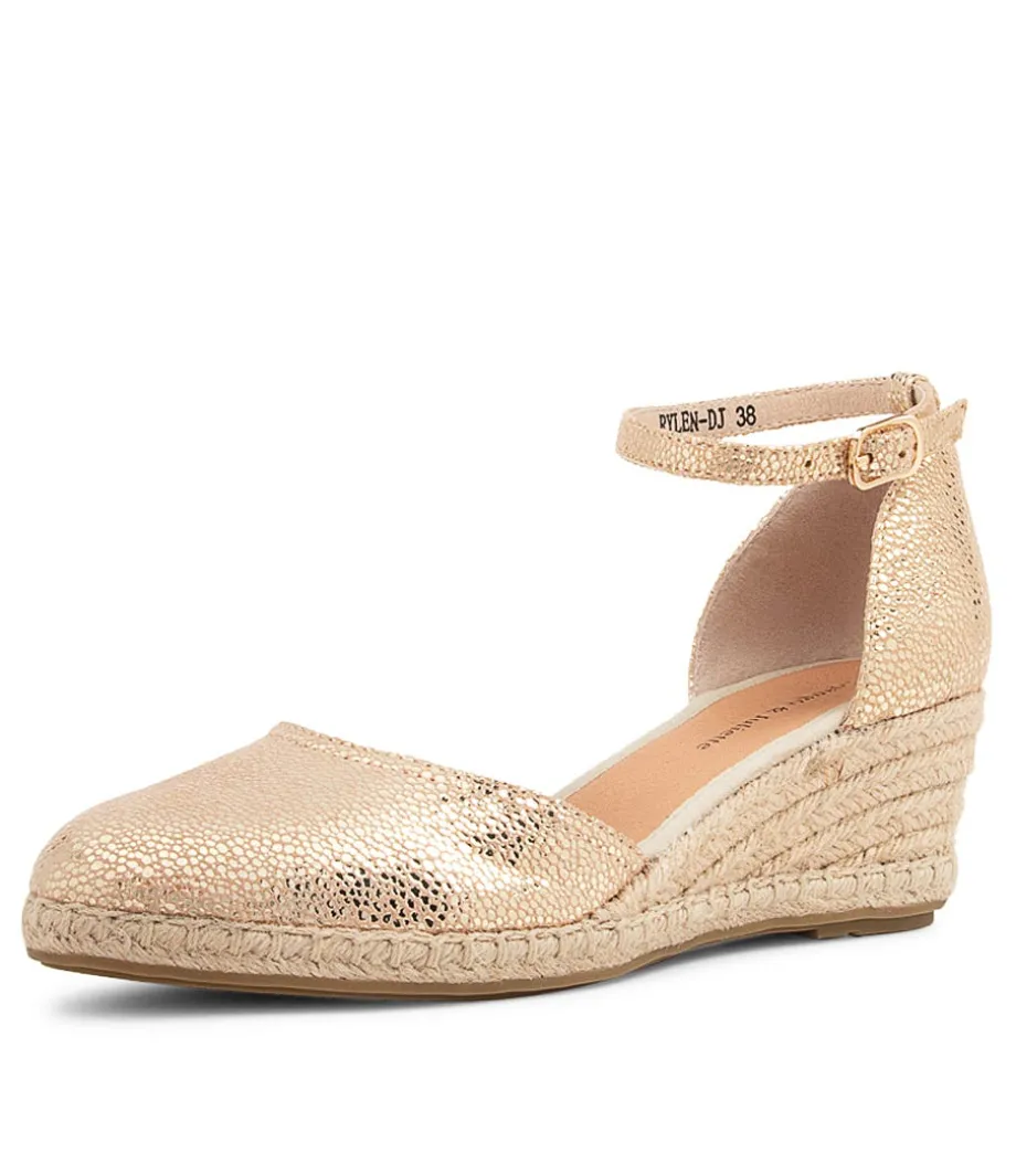 Rylen Gold Natural Rope Speckle Leather Wedges<DJANGO & JULIETTE Online