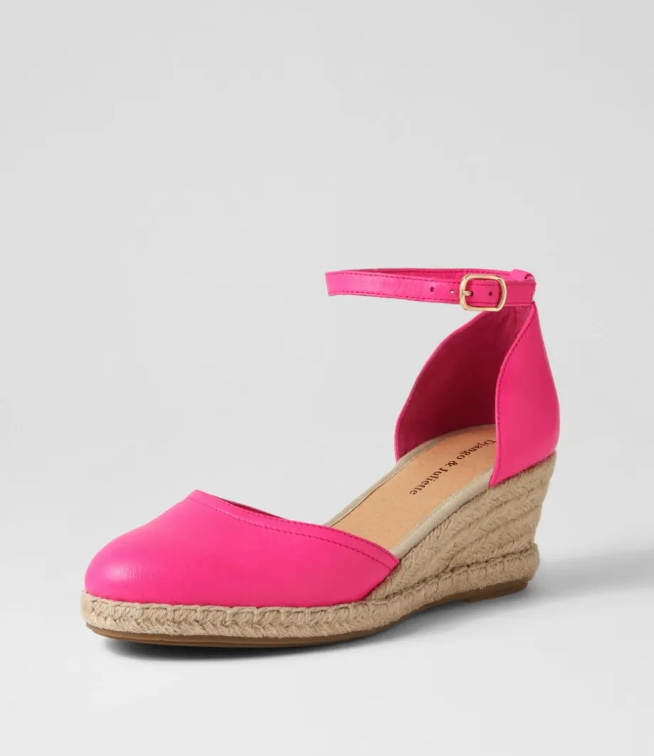 Rylen Hot Pink Natural Rope Leather Wedges<DJANGO & JULIETTE New