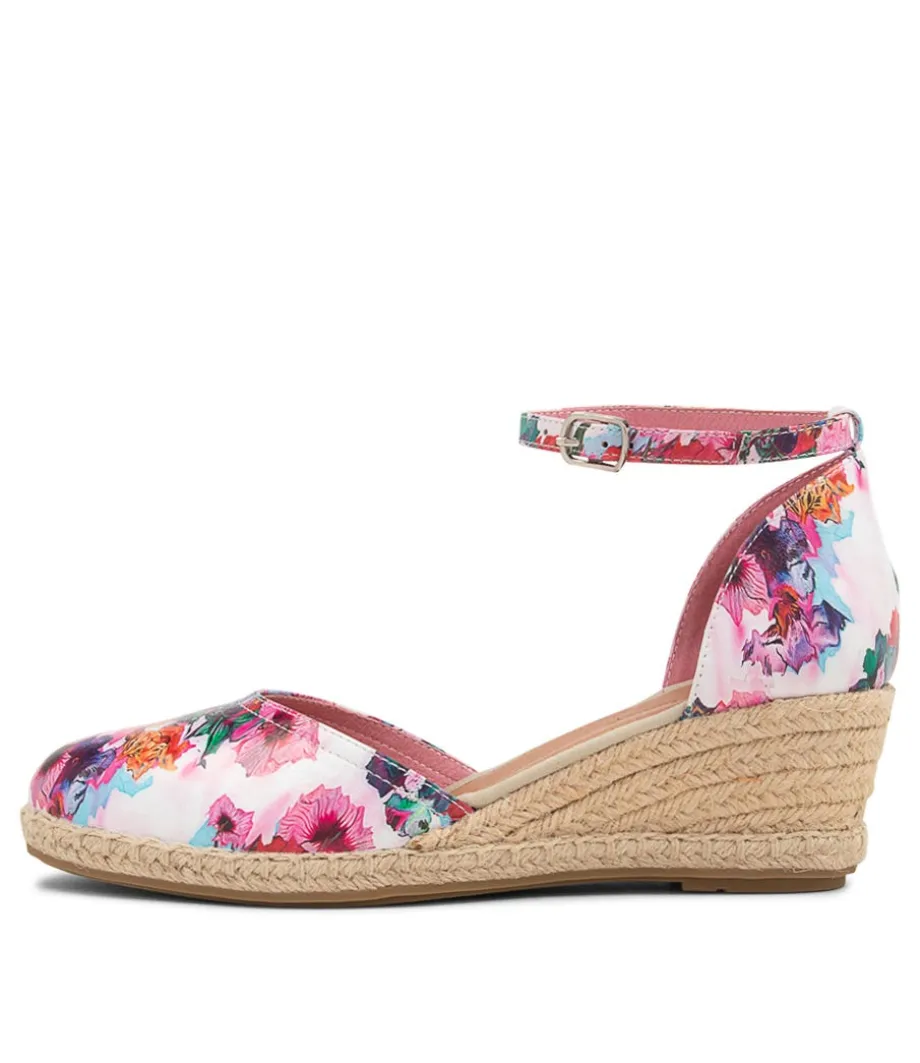 Rylen Poppy Print Natural Rope Leather Wedges<DJANGO & JULIETTE Fashion