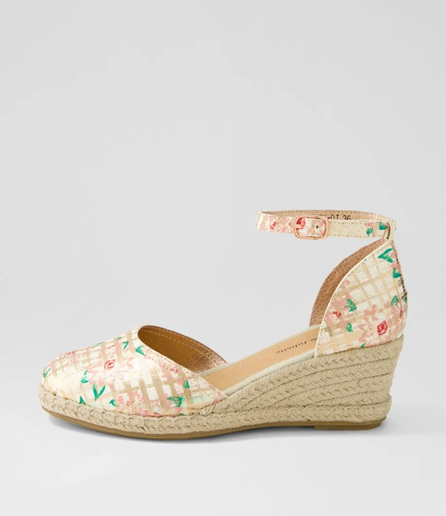 Rylen Rose Gold Pink Line Cut Leather Wedges<DJANGO & JULIETTE Shop
