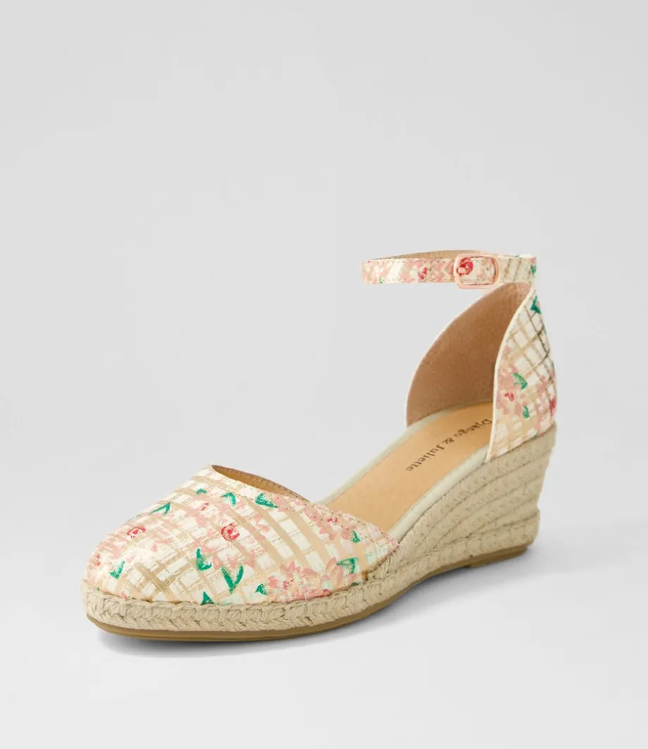 Rylen Rose Gold Pink Line Cut Leather Wedges<DJANGO & JULIETTE Shop