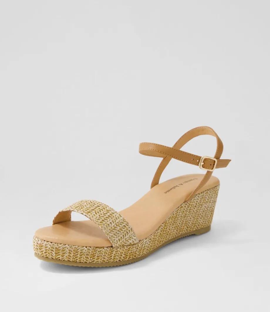 Sable Tan Synthetic Raffia Leather Espadrilles<DJANGO & JULIETTE New