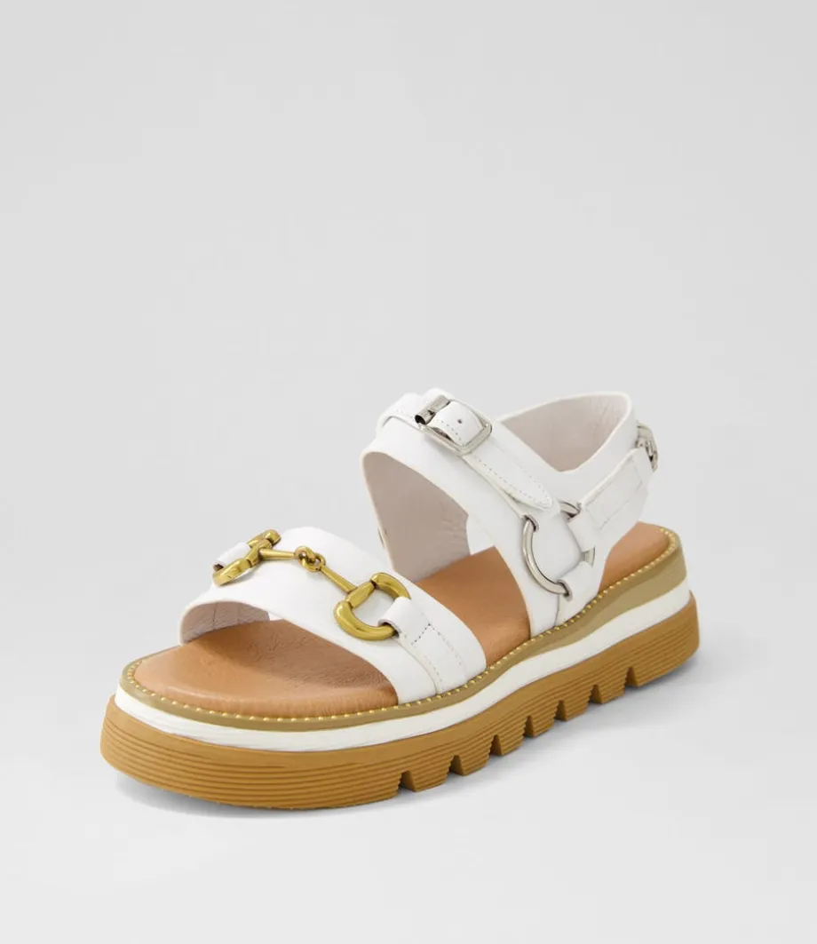 Saga White Leather Sandals<DJANGO & JULIETTE Clearance