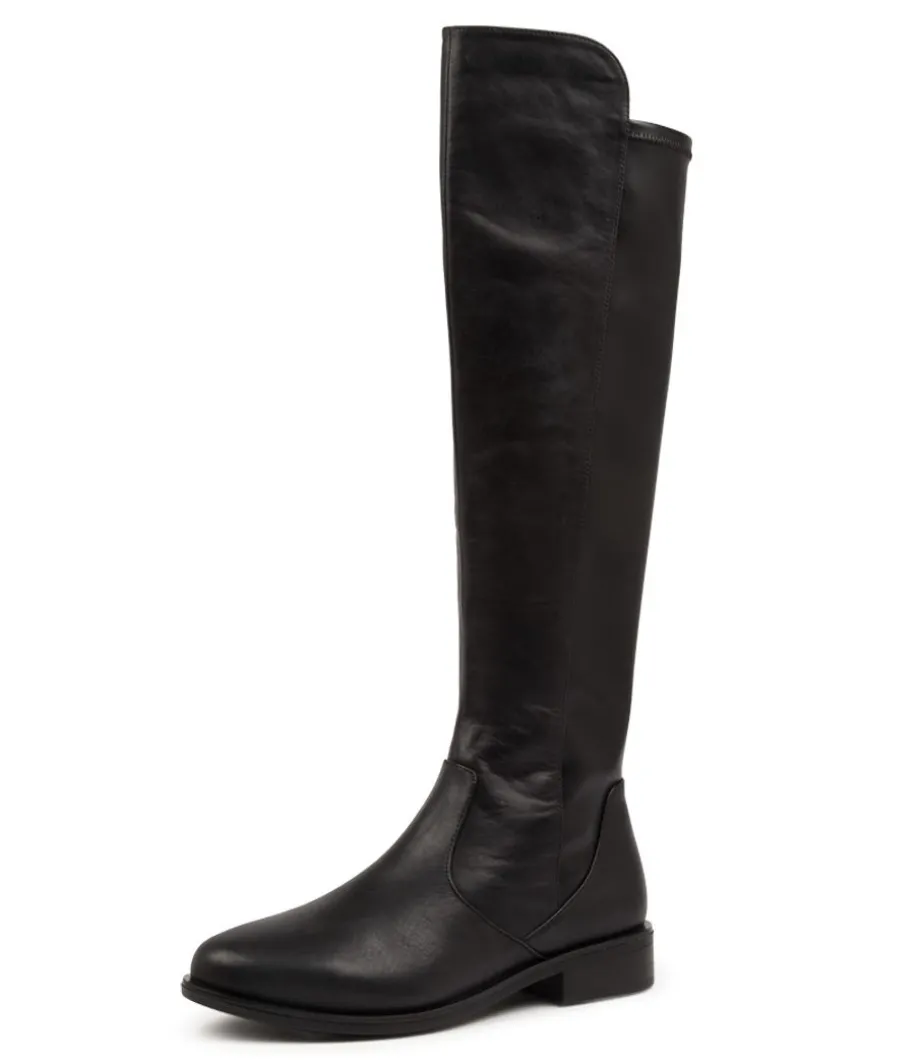 Sallies Xf Black Stretch Leather Knee High Boots<ZIERA New